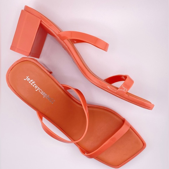 NWOB Women’s Jeffrey Campbell Jamm-3 Jelly High Heel Slide Sandals Peach Pink - Picture 3 of 10